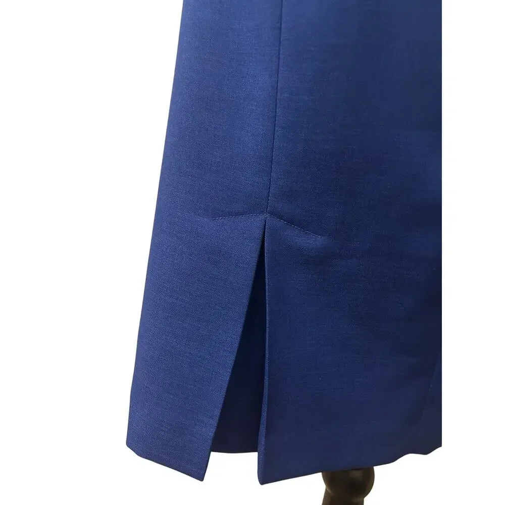 Evan Picone Black Label Pleat Pencil Skirt Midnight Blue Size 4 Office Chic EUC
